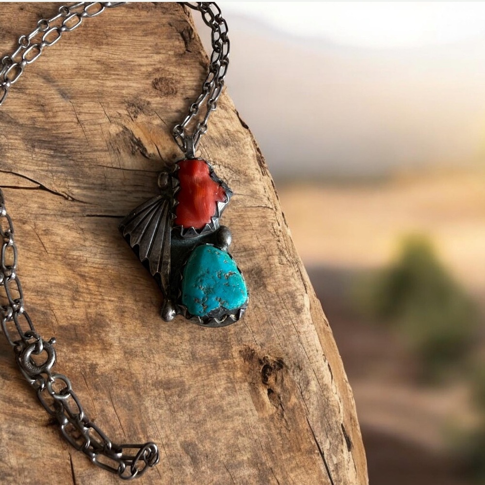 Vintage turquoise/red coral necklace